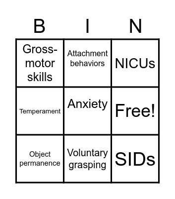 Baby Development Bingo Card