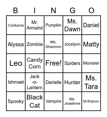 Halloween Bingo Card