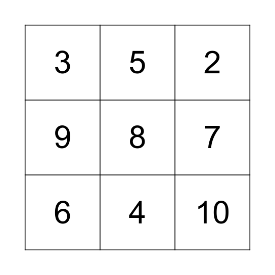 Counting On BINGO Card