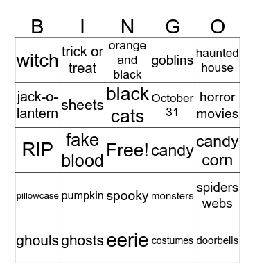 Halloween Bingo Card