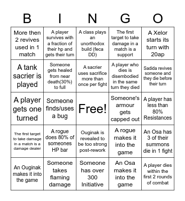 Wakfuwarriors bingo Card