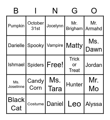 Halloween Bingo Card