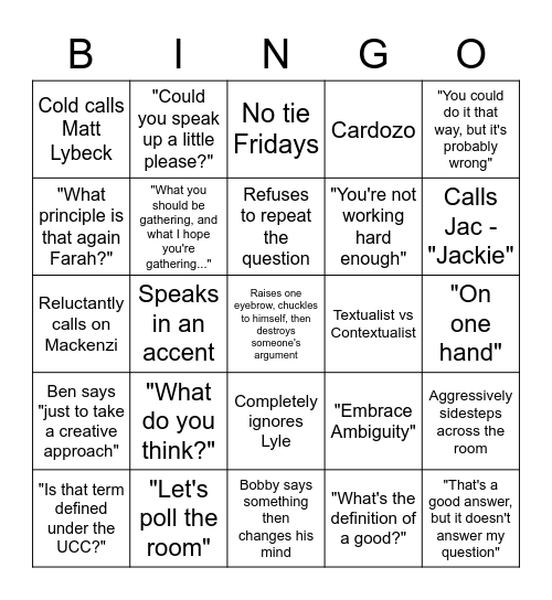 Contracts Bingo Card