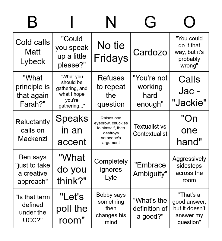 Contracts Bingo Card