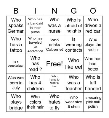 Find the Guest Bingo Card