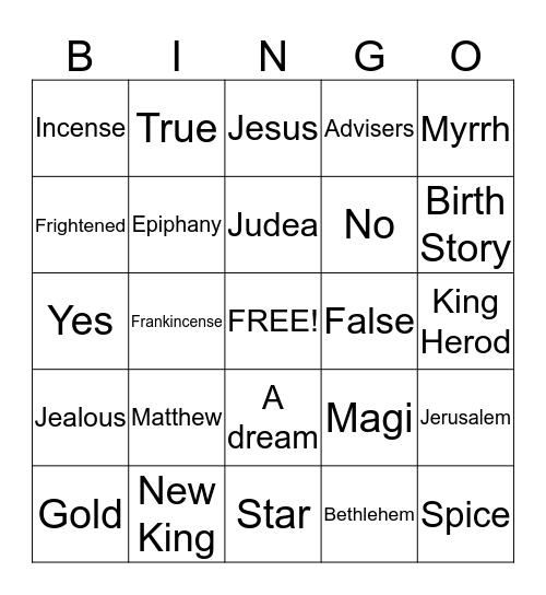 Bible Olympics Bingo Card