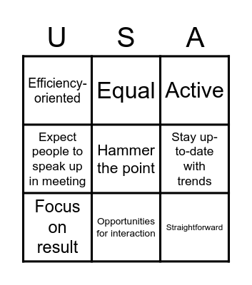 America Culture Organization Bingo Card