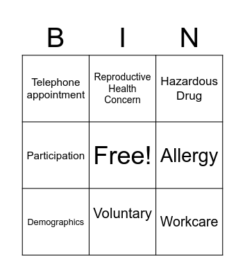 Medical Surveillance Program Bingo Card