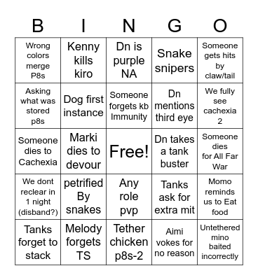 Reclear Bingo Card