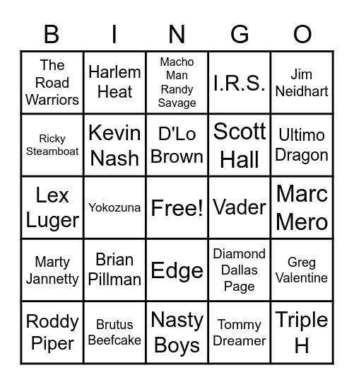24 - PRO WRESTLERS Bingo Card