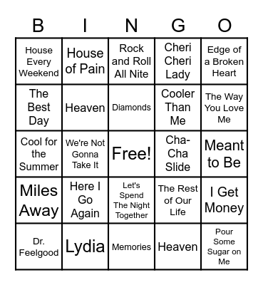 24 - MUSIC Bingo Card