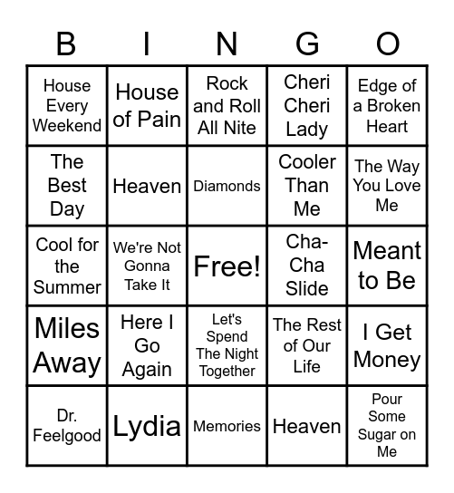 24 - MUSIC Bingo Card