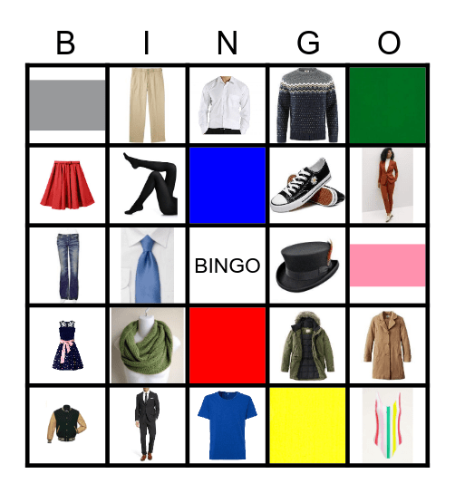 Clothing Bingo Card