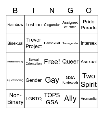 GSA Bingo Card