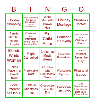 Hallmark Bingo Card