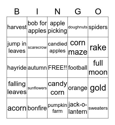 Fall Fest Bingo Card