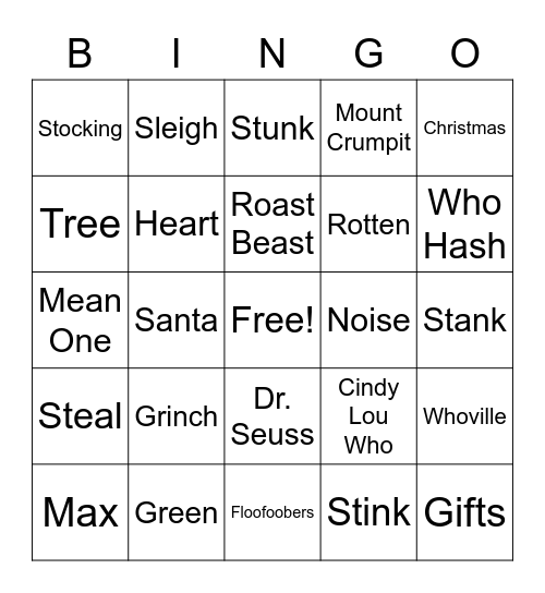 Grinch Bingo Card