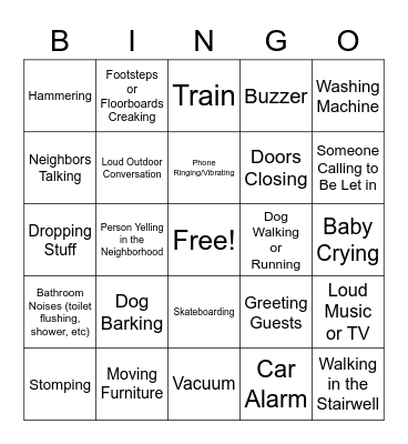 Neighbor Bingo Card