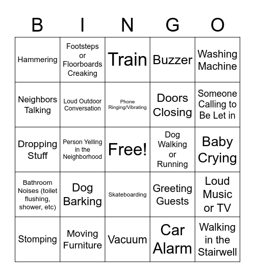 Neighbor Bingo Card