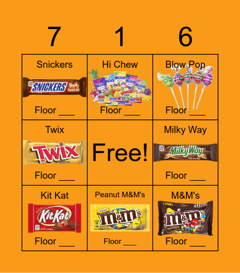 Trick or Treat Snack Attack Bingo Board Bingo Card