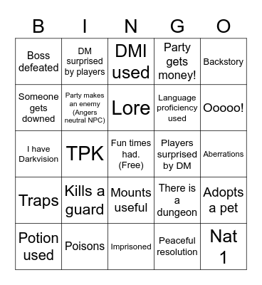 D&D Bingo Card