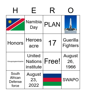 Heroe's Day Bingo Card