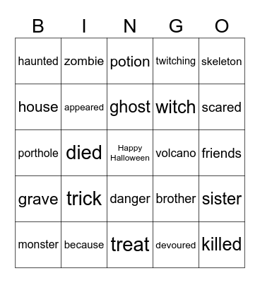 Halloween Bingo Card