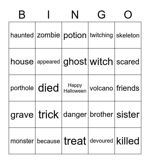 Halloween Bingo Card