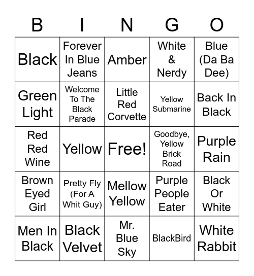 Colors Bingo Card