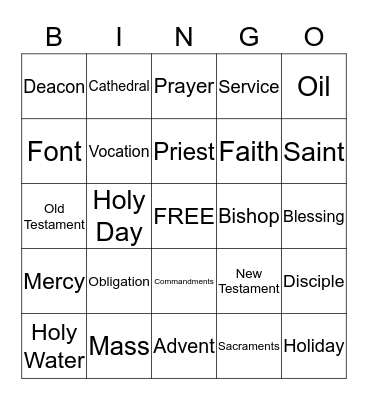 Our Lady of Sorrows Bingo Card