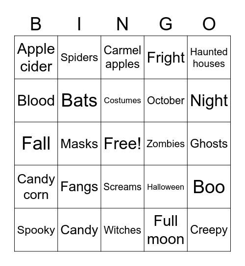 Hallow33n Bingo Card