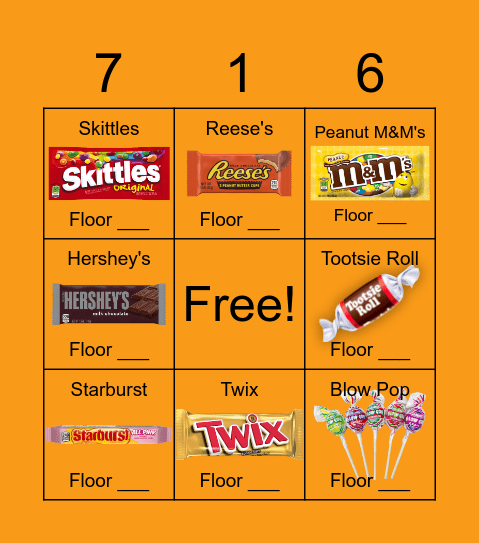 Trick or Treat Snack Attack Bingo Board Bingo Card