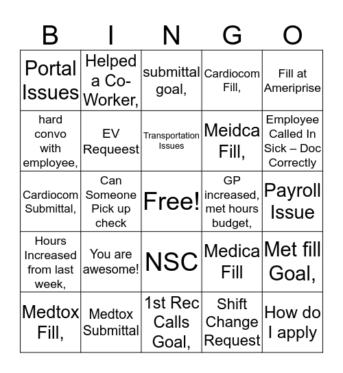 Humera Bingo Card