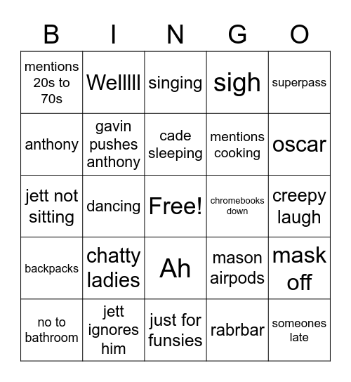 Kowalski bingo Card
