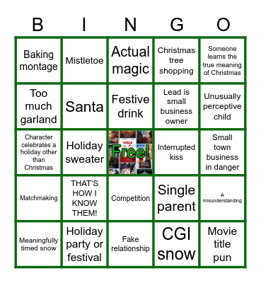 Holiday Movies Bingo! Bingo Card