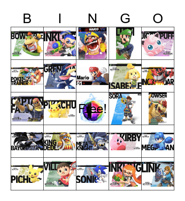 Super Smash Brothers Bingo Card