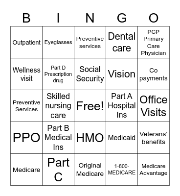Medicare Bingo Card