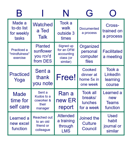 DES Growth Bingo     (beginning 8/2/2023 Bingo Card