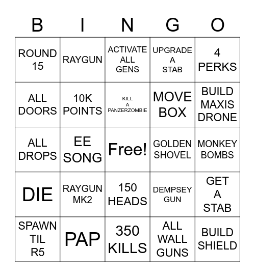 BO2/3 Z Origins Bingo Card