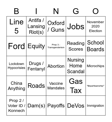 Dixon Whitmer Final Debate! Bingo Card