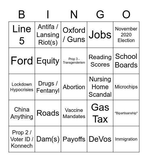 Dixon Whitmer Final Debate! Bingo Card