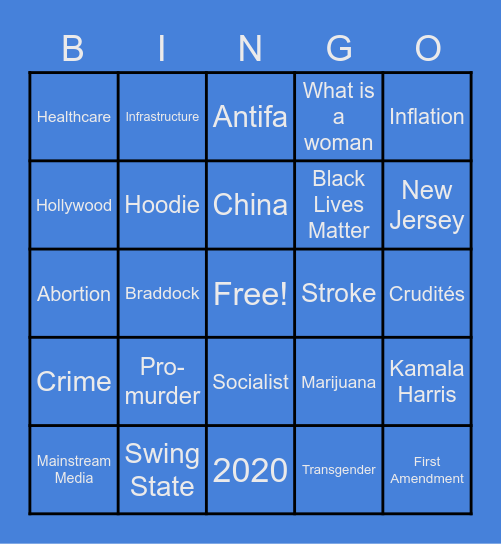 Pennsylvania Senate Debate Bingo Card