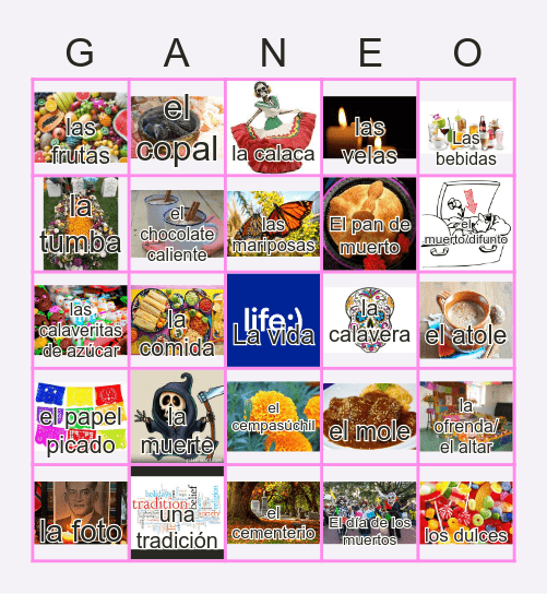 El día de los muertos Bingo Card