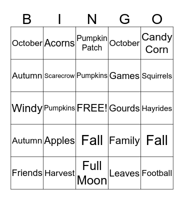 Fall  Bingo Card