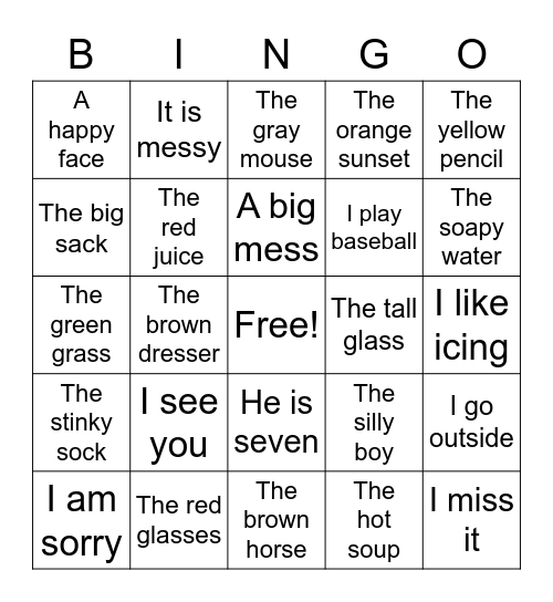/s/ Phrase Bingo Card