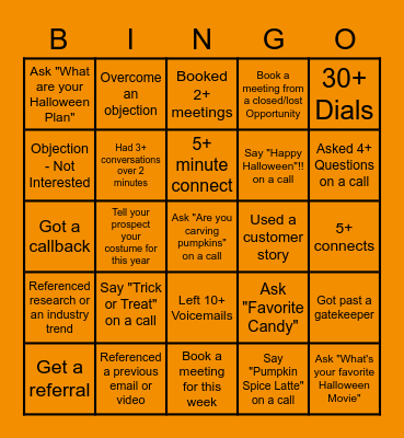 Spooky Call Blitz Bingo Card