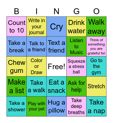 Coping Strategies BINGO Card