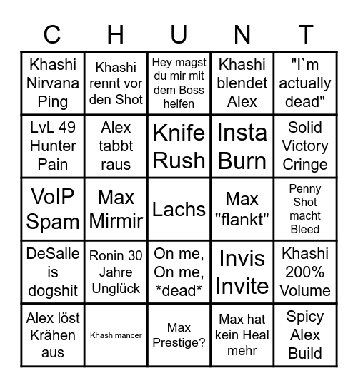 Hunt:Showmeme Bingo Card