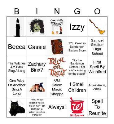 Just Another Bit of Hocus Pocus 2 Bingo Card