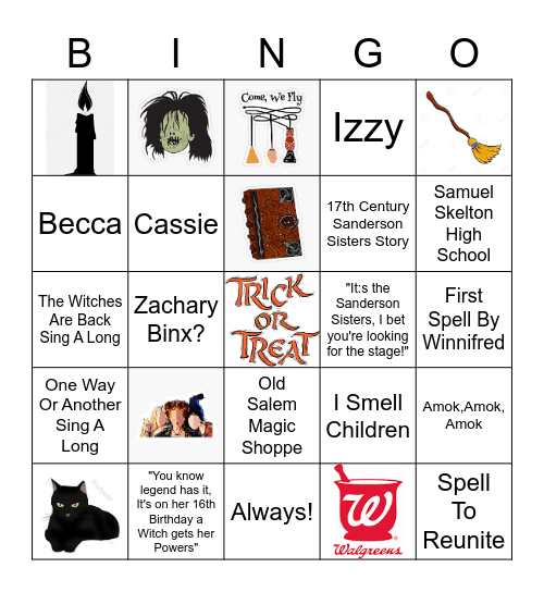 Just Another Bit of Hocus Pocus 2 Bingo Card